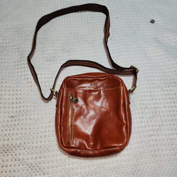 DEL BORGO ITALIAN LEATHER BROWN CROSSBODY BAG - Picture 1 of 13